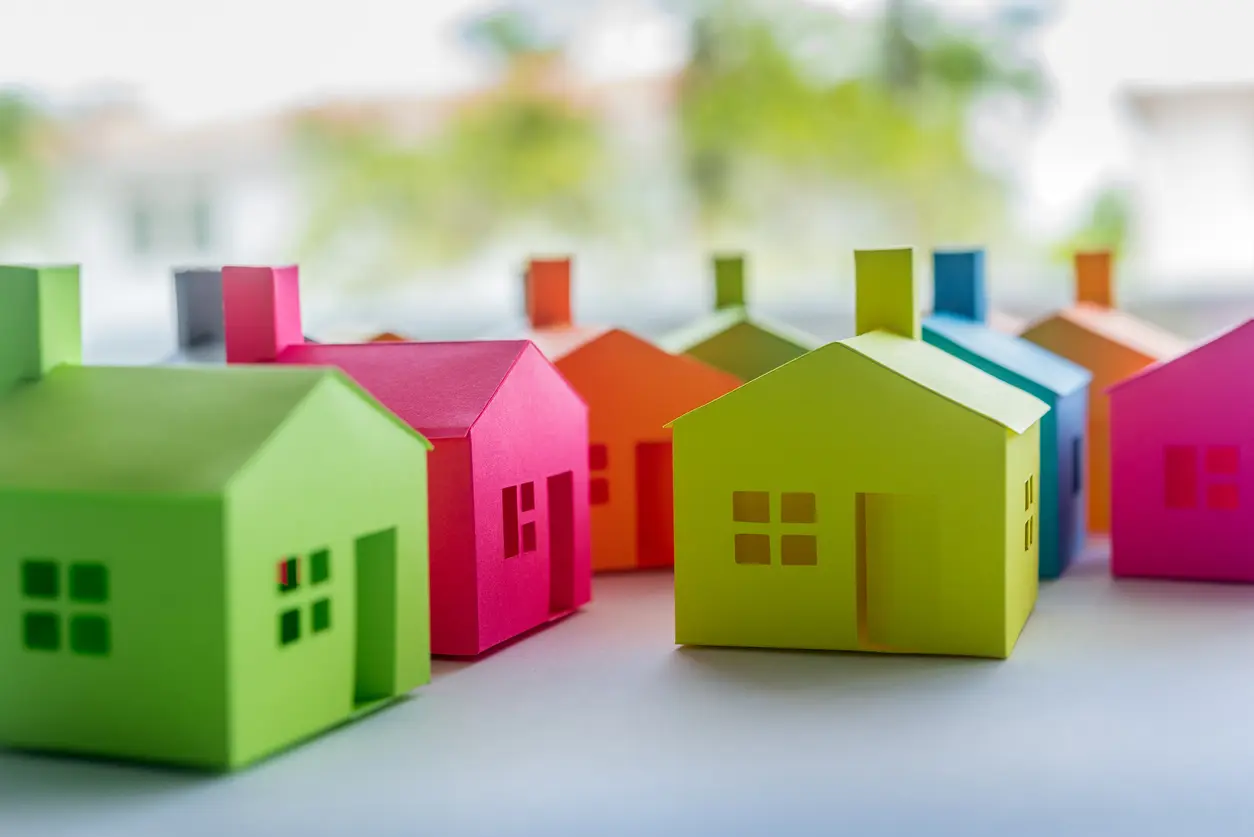 Collection of Colorful Origami Houses
