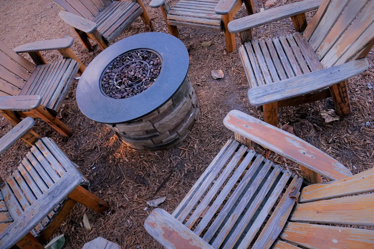 Wildewood Rental Property with a Firepit Installed in the Backyard